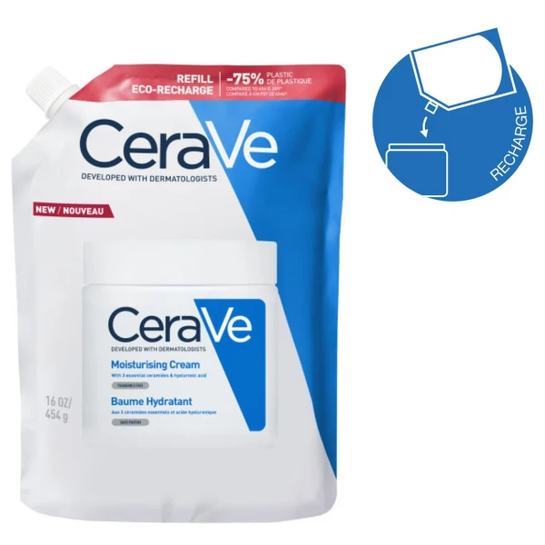 CeraVe, balsam nawilżający do twarzy i ciała z ceramidami, skóra sucha i bardzo sucha, zapas, 454 g