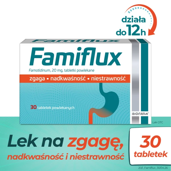 Famiflux 20 mg, na zgagę, 30 tabletek