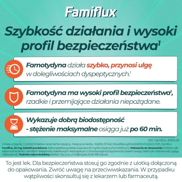 Famiflux 20 mg, na zgagę, 30 tabletek