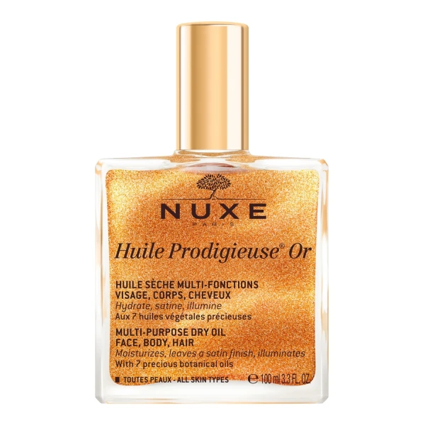 Zestaw Nuxe Huile Prodigieuse® Or, suchy olejek ze złotymi drobinkami 100 ml + szampon, 30 ml + olejek pod prysznic, 100 ml