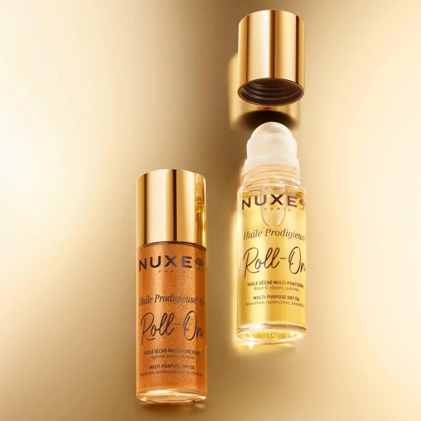 Nuxe Huile Prodigieuse Or, suchy olejek ze złotymi drobinkami do ciała, twarzy i włosów, roll-on, 60 ml