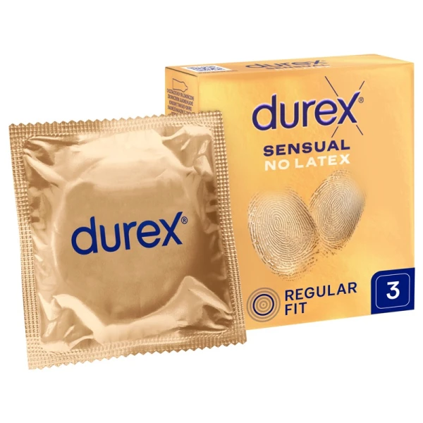 Durex Sensual No Latex, prezerwatywy nielateksowe, 3 sztuki