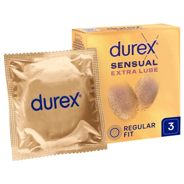 Durex Sensual Extra Lube, prezerwatywy dodatkowo nawilżane, 3 sztuki