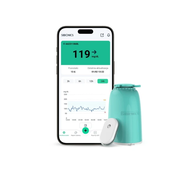 Sibionics GS1 Sensor CGM, system ciągłego monitorowania glukozy, 1 sztuka