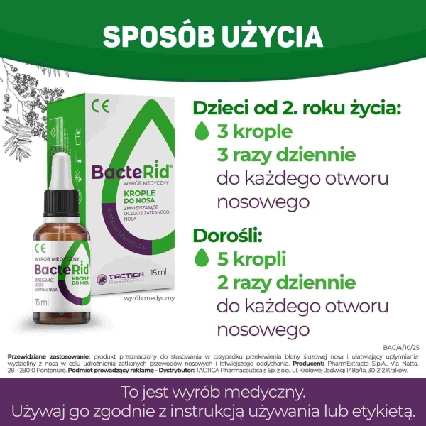 Bacterid, krople do nosa, 15 ml