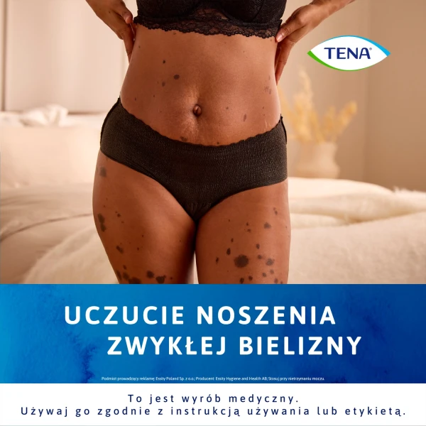 Tena Silhouette Plus Black, dyskretne majtki chłonne dla kobiet, rozmiar M, 12 sztuk