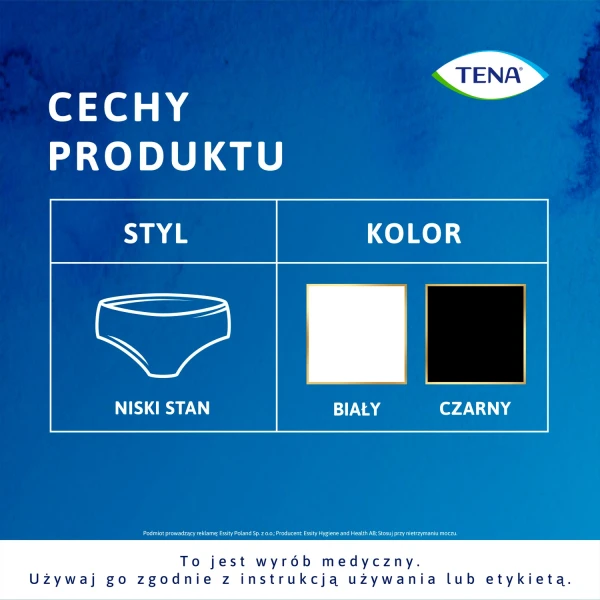 Tena Silhouette Plus Black, dyskretne majtki chłonne dla kobiet, rozmiar M, 12 sztuk