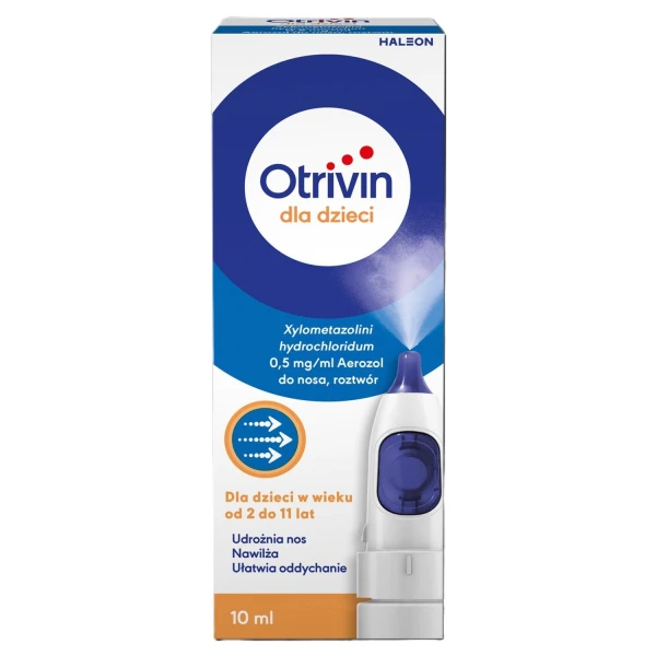 Otrivin dla dzieci 0,5 mg/ ml, od 2 do 11 lat, aerozol do nosa, 10 ml