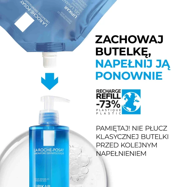 La Roche-Posay Lipikar, delikatny żel myjący do twarzy i ciała, skóra wrażliwa, 400 ml