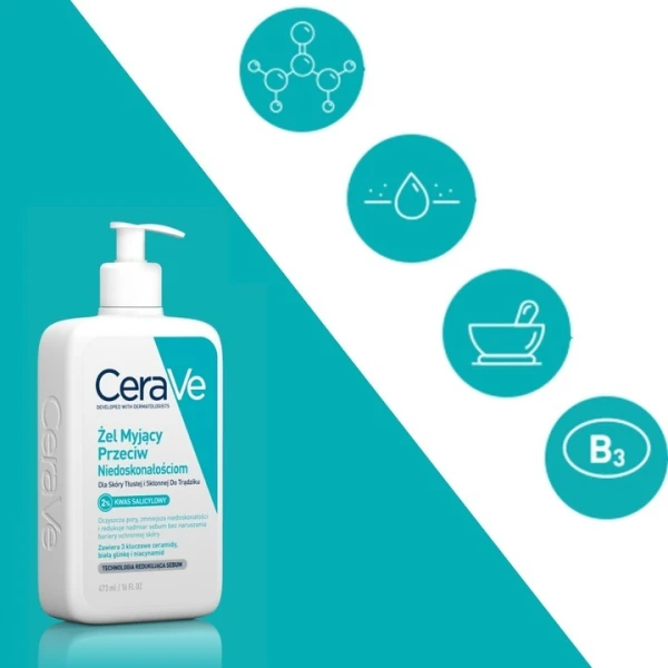 CeraVe, żel myjący przeciwko niedoskonałościom, 473 ml
