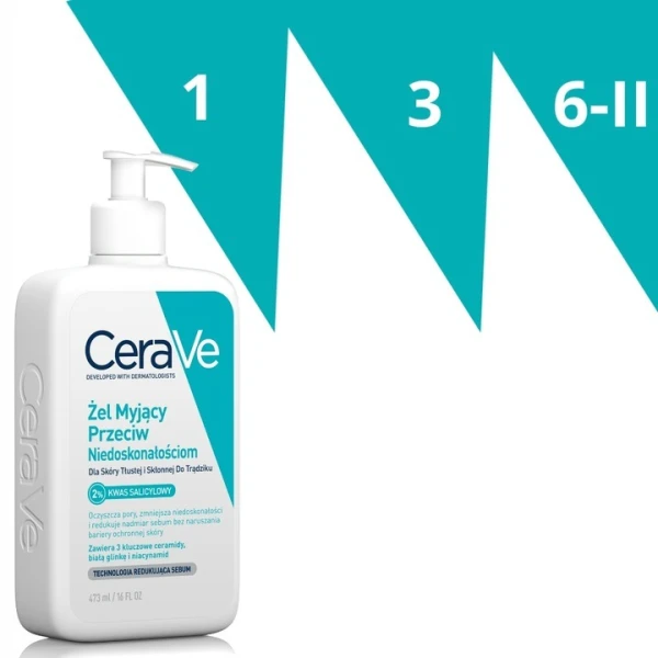 CeraVe, żel myjący przeciwko niedoskonałościom, 473 ml