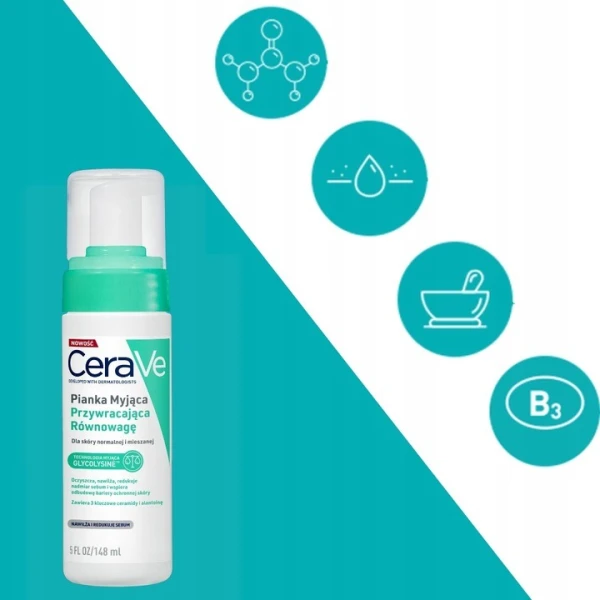 CeraVe, pianka myjąca przywracająca równowagę, 150 ml