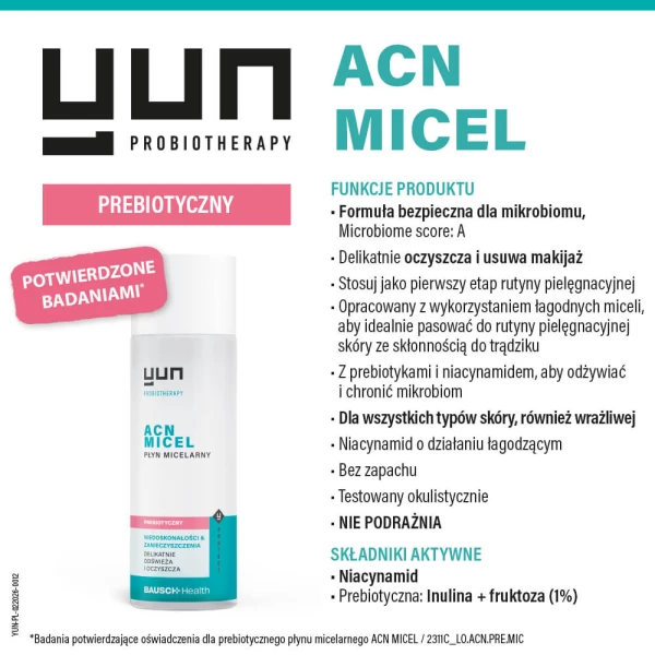 Yun Acn Micel Płyn micelarny, prebiotyczny, 200 ml
