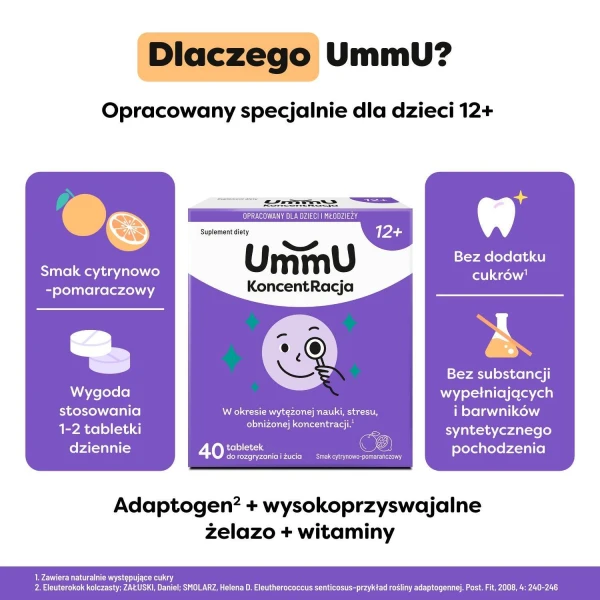 UmmU KoncentRacja, dla dzieci od 12 lat, 40 tabletek