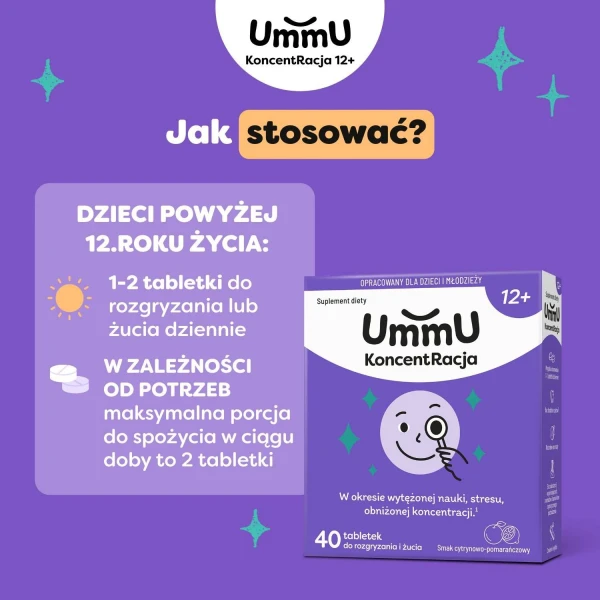 UmmU KoncentRacja, dla dzieci od 12 lat, 40 tabletek