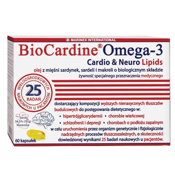 BioCardine Omega-3 Cardio&Neuro Lipids, 60 kapsułek