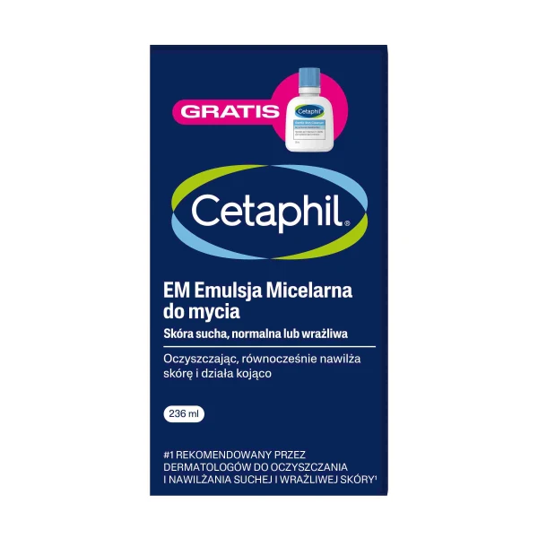 Cetaphil EM, emulsja micelarna do mycia, 236 ml + emulsja micelarna do mycia, mini produkt, 29 ml gratis