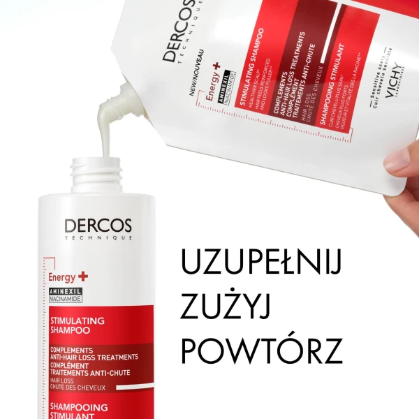 Vichy Dercos Energy+, szampon wzmacniający włosy, zapas, 400 ml
