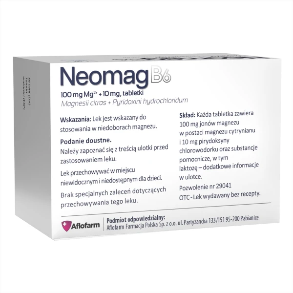 NeoMagB6 100 mg + 10 mg, 60 tabletek