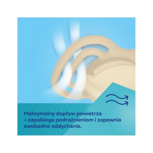 Canpol Babies Smoczek silikonowy, symetryczny, DentalAir, 6-18 miesięcy, kremowy, 2 sztuki
