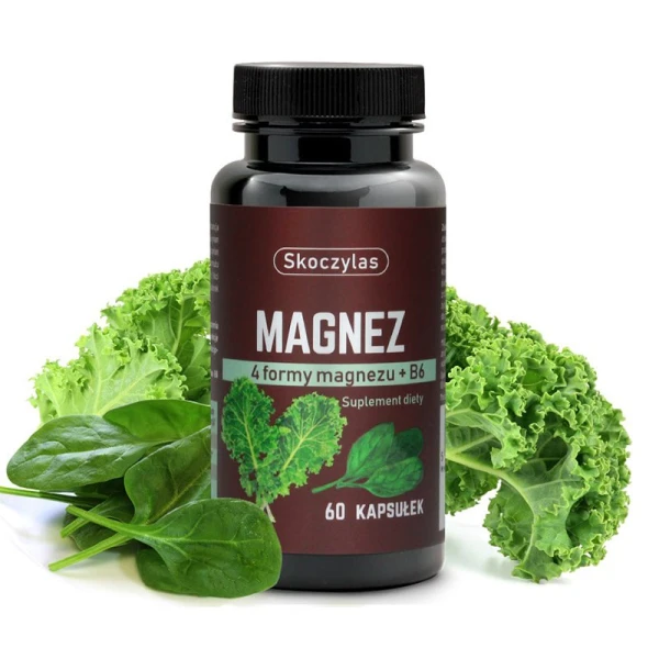 Skoczylas Magnez 4 formy + B6, szpinak i jarmuż, 60 kapsułek