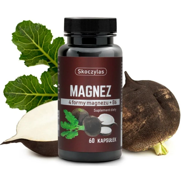 Skoczylas Magnez 4 formy + B6, czarna rzepa, 60 kapsułek