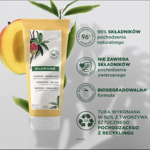 Zestaw Klorane Szampon odżywczy, z mango 400 ml + odżywka, 200 ml