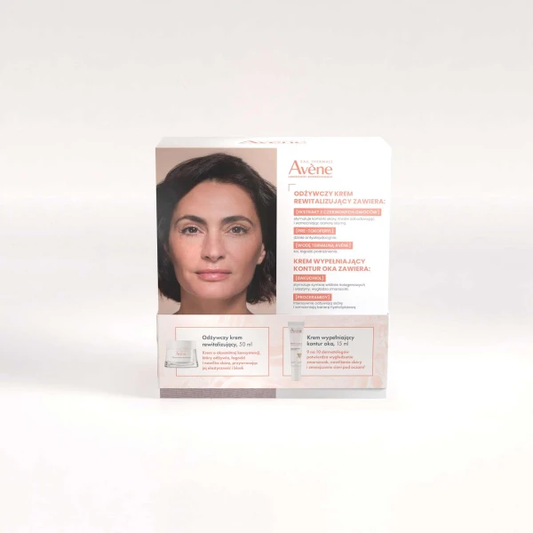 Zestaw Avene, Les Essentiels, odżywczy krem rewitalizujący o bogatej konsystencji, 50 ml + Dermabsolu, krem wypełniający kontur oka, 15 ml