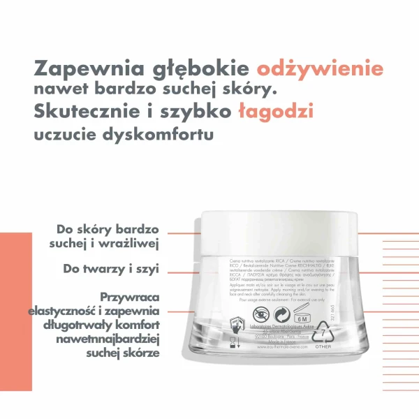 Zestaw Avene, Les Essentiels, odżywczy krem rewitalizujący o bogatej konsystencji, 50 ml + Dermabsolu, krem wypełniający kontur oka, 15 ml