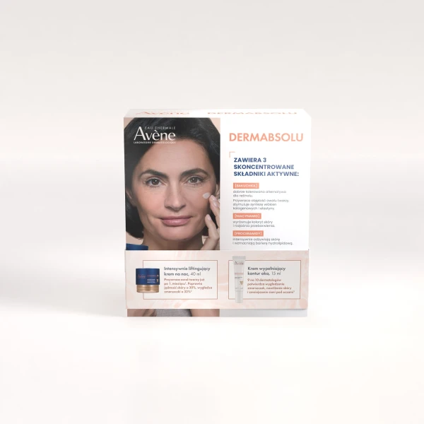 Zestaw Avene Dermabsolu na noc, intensywnie liftingujący krem na noc, 40 ml + krem wypełniający kontur oka, 15 ml
