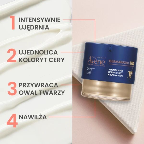 Zestaw Avene Dermabsolu na noc, intensywnie liftingujący krem na noc, 40 ml + krem wypełniający kontur oka, 15 ml