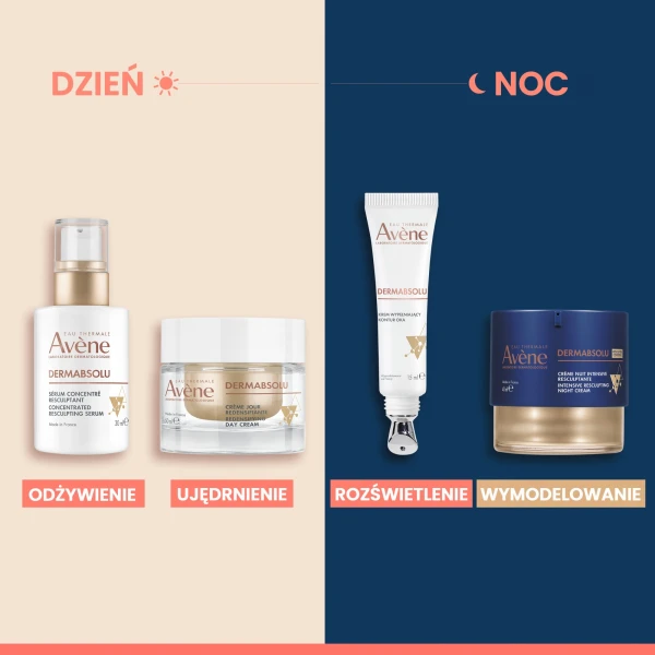 Zestaw Avene Dermabsolu na noc, intensywnie liftingujący krem na noc, 40 ml + krem wypełniający kontur oka, 15 ml