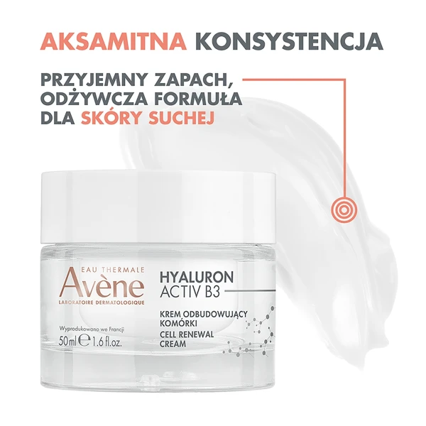 Zestaw Avene Hyaluron Activ B3 na dzień, krem odbudowujący komórki, 50 ml + krem pod oczy o potrójnym działaniu korygującym, 15 ml