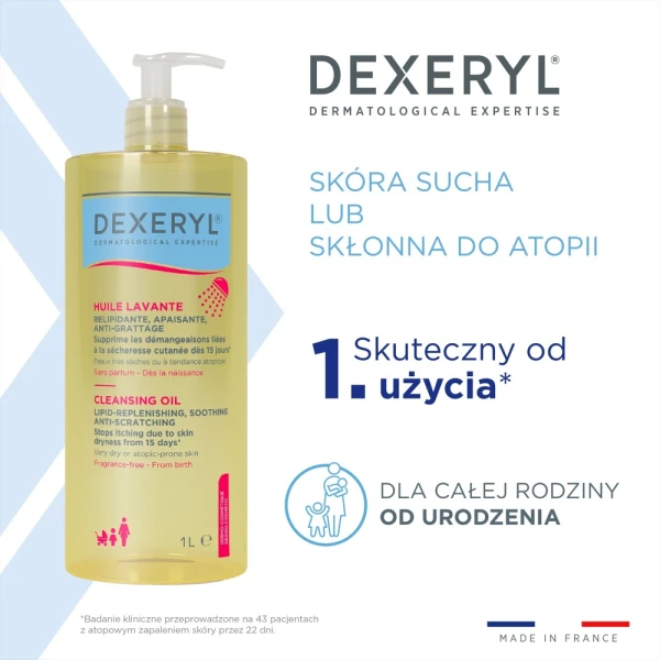 Dexeryl, łagodzący olejek do mycia przeciw drapaniu uzupełniający lipidy, 1000 ml