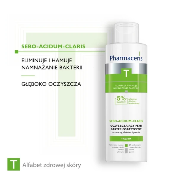Pharmaceris T, Sebo-Acidum-Claris Oczyszczający płyn bakteriostatyczny do twarzy, 190 ml
