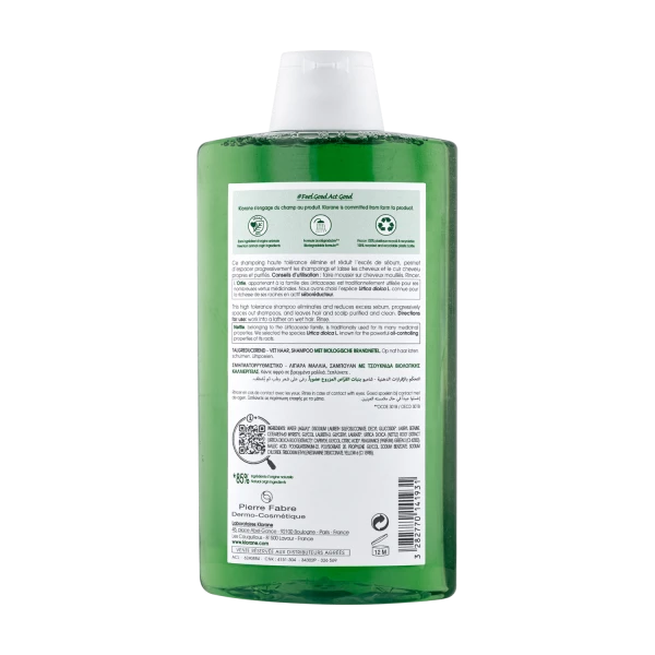 Klorane, seboregulujący szampon z organiczną pokrzywą, 400 ml