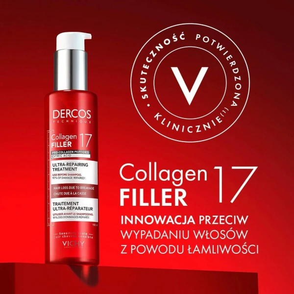 Vichy Dercos Collagen 17 Filler Ultra-Repairing Treatment, ultraregenerująca kuracja, 150 ml