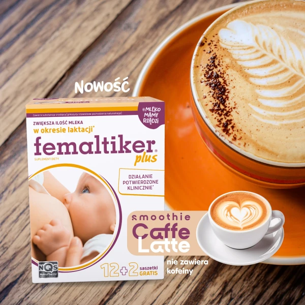 Femaltiker Plus, smak caffe latte, 12 saszetek + 2 gratis
