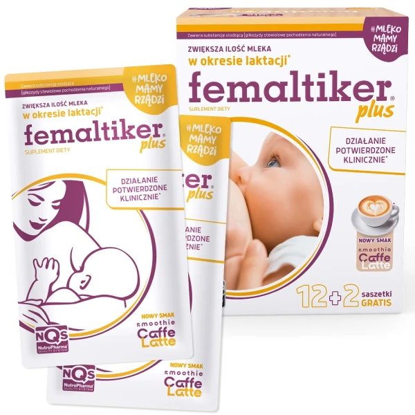 Femaltiker Plus, smak caffe latte, 12 saszetek + 2 gratis