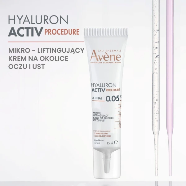 Avene Hyaluron Activ Procedure Mikro, liftingujący krem pod oczy i na zmarszczki wokół ust, 15 ml