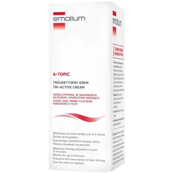 Emolium A-Topic, trójaktywny krem do skóry atopowej, suchej i uporczywie swędzącej, od 1 miesiąca, 75 ml