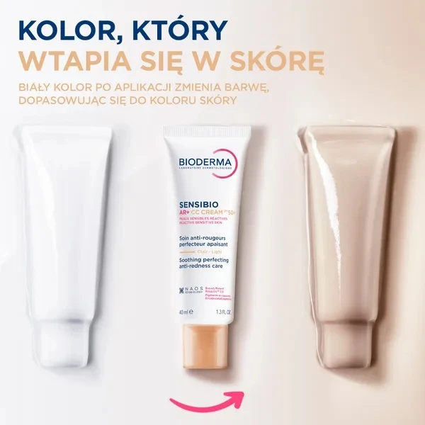 Bioderma Sensibio AR CC Cream, ochronny krem kojący, redukujący zaczerwienienia, SPF 50+, 40 ml