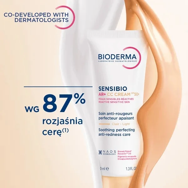 Bioderma Sensibio AR CC Cream, ochronny krem kojący, redukujący zaczerwienienia, SPF 50+, 40 ml