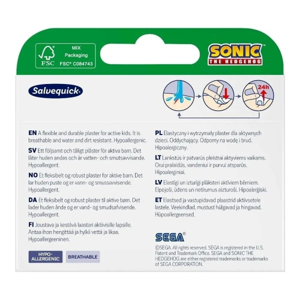 Salvequick, plastry z opatrunkiem, Sonic, 20 sztuk