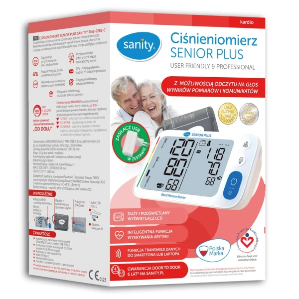 Sanity Senior Plus TMB-2288-C, automatyczny ciśnieniomierz naramienny z zasilaczem, mówiący