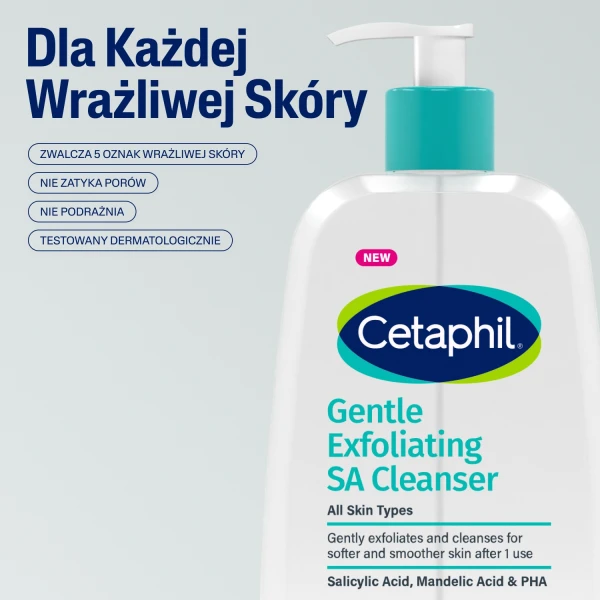 Cetaphil SA, łagodny, złuszczający żel do mycia z kwasem salicylowym, 236 ml