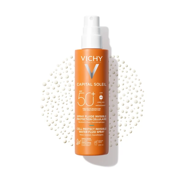 Vichy Capital Soleil Cell Protect, spray ochronny do twarzy i ciała, SPF 50+, 200 ml