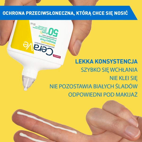 CeraVe, niewidoczny matujący fluid przeciwsłoneczny, skóra normalna i tłusta, SPF 50+, 50 ml
