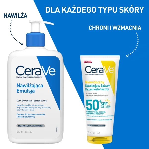 CeraVe, niewidoczny nawilżający balsam przeciwsłoneczny, SPF 50+, 75 ml