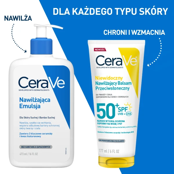 CeraVe, niewidoczny nawilżający balsam przeciwsłoneczny, SPF 50+, 177 ml